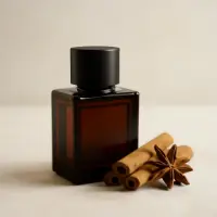 Frasco de perfume oscuro de 50 ml con canela y anís