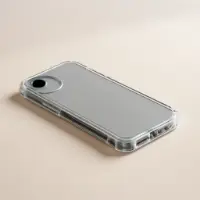 Celular con funda transparente antigolpes